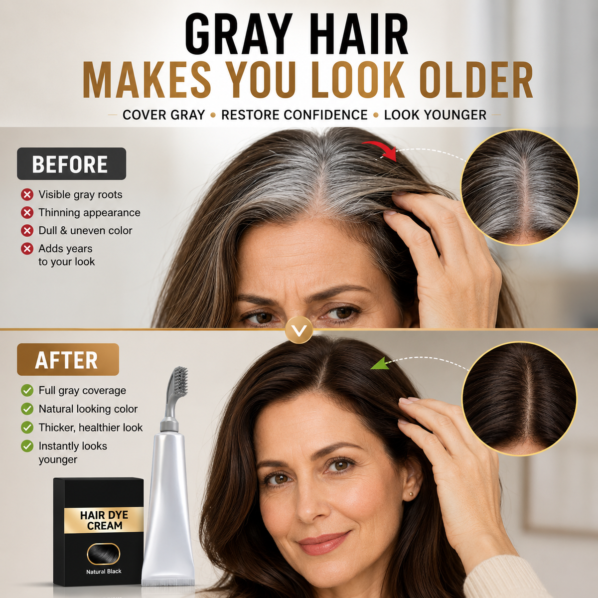 🔥Instant Gray Coverage Hair Dye Comb – Easy, Mess-Free Root Touch-Up for Men & Women
