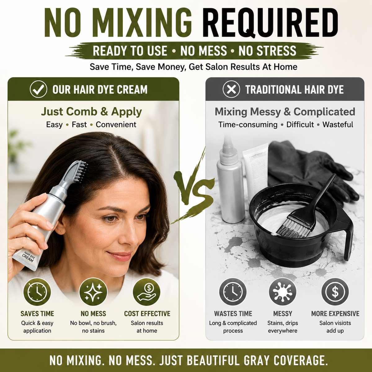 🔥Instant Gray Coverage Hair Dye Comb – Easy, Mess-Free Root Touch-Up for Men & Women