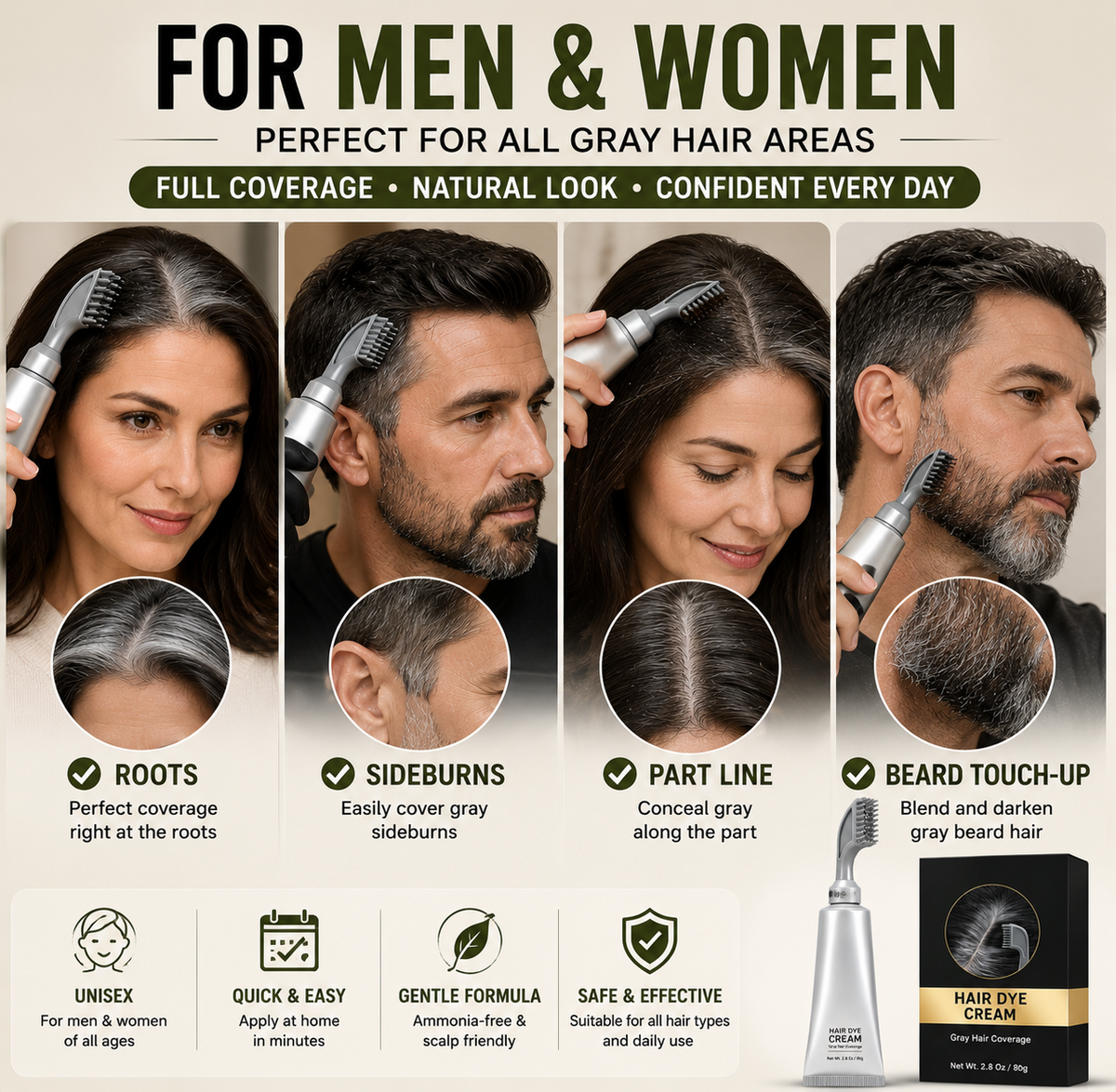 🔥Instant Gray Coverage Hair Dye Comb – Easy, Mess-Free Root Touch-Up for Men & Women