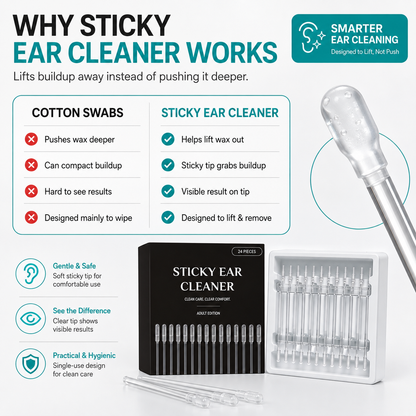 Dual-Ended Sticky Ear Cleaner – Lift Wax Out, Don’t Push It Deeper