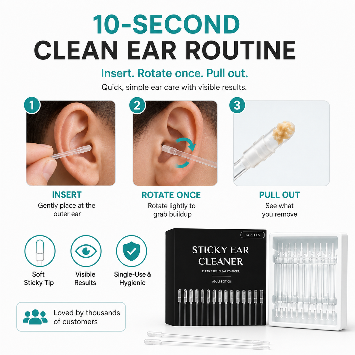 Dual-Ended Sticky Ear Cleaner – Lift Wax Out, Don’t Push It Deeper